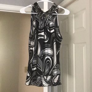 Silky dress shirt with beaded neck